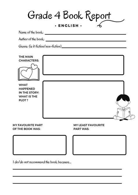 book report template 4th grade pdf free download